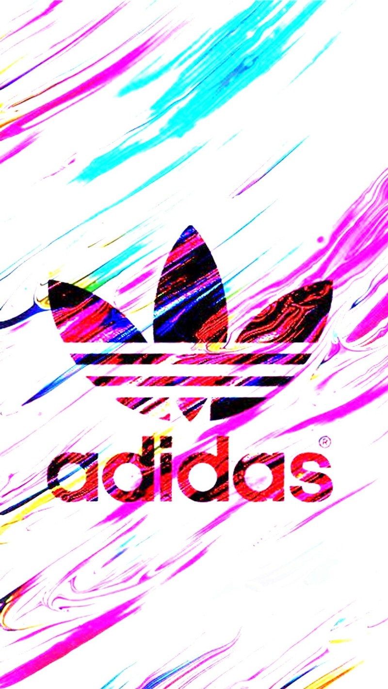 Логотип adidas на цветном фоне с эффектом всплеска (розовый)