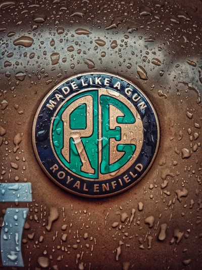 Royal Enfield Logo with Water Droplets