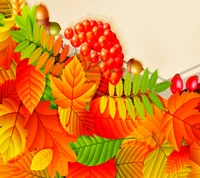 Vibrant Autumn Leaves and Berries Wallpaper