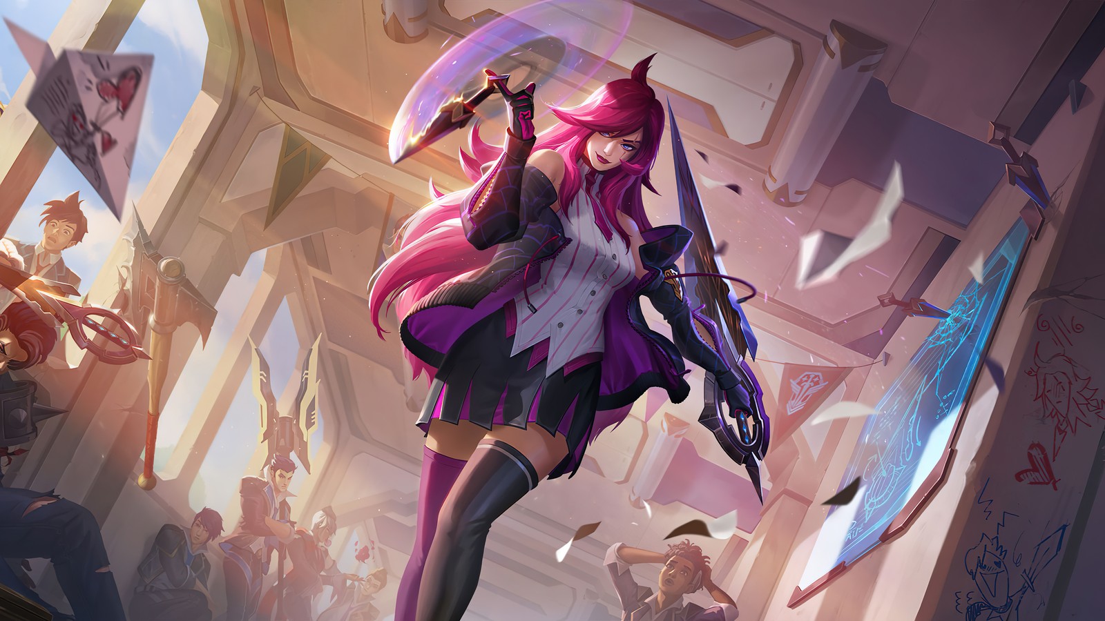 Téléchargez le fond d'écran battle academia, katarina, niveau 1, legends of runeterra, lor