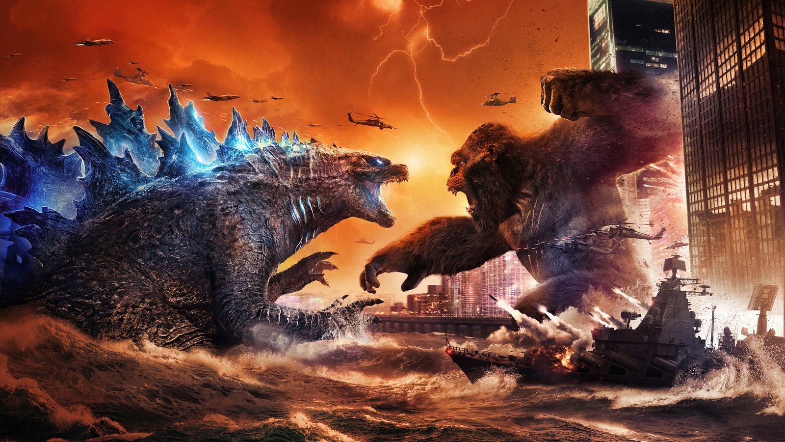 Скачать обои годзилла, godzilla, кинг конг, годзилла против конга, godzilla vs kong