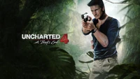 Nathan Drake in einem dichten Dschungel, bereit für Abenteuer in Uncharted 4: Ein Diebischer Schluss.