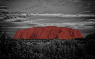 uluru, natureza, rocha, nuvem, atmosfera