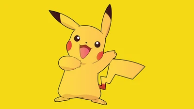 Pikachu: El icónico Pokémon alegre sobre un fondo amarillo brillante