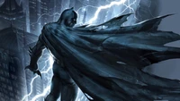 Batman in the Shadows: A Dark Knight Amidst Thunder and Lightning