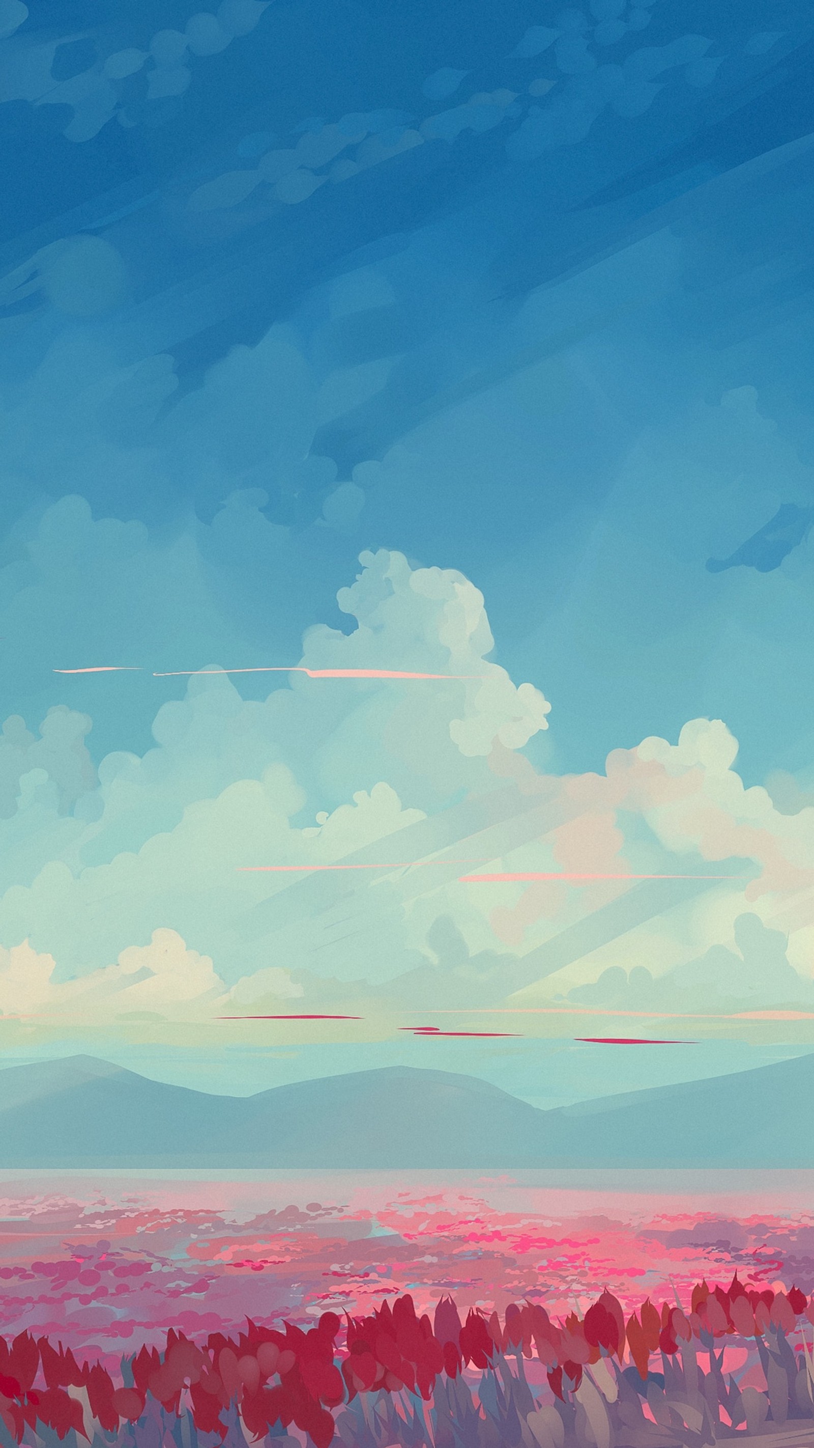 Pintura de uma paisagem com um avião voando sobre o horizonte (arte, nuvem, pintura, arte digital, gráficos)