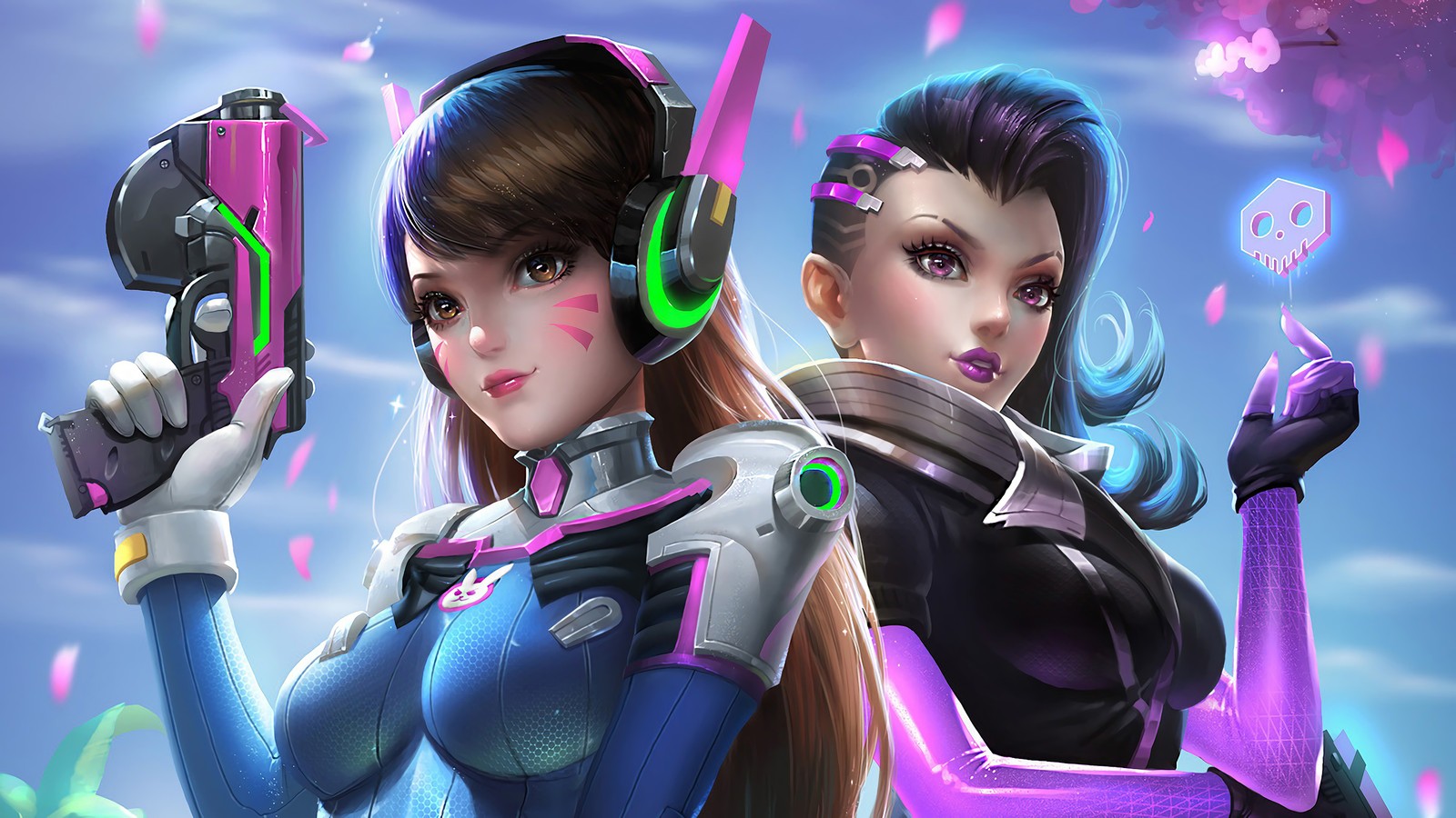 Lade dva, sombra, overwatch, videospiel Hintergrund herunter