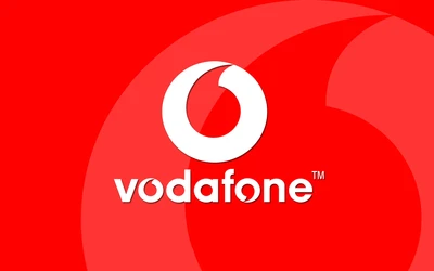 Логотип Vodafone на красном фоне