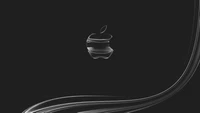 Minimalist Monochrome Apple Logo with Flowing Lines