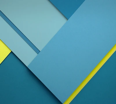 Abstract 3D geometric shapes in shades of blue and yellow.