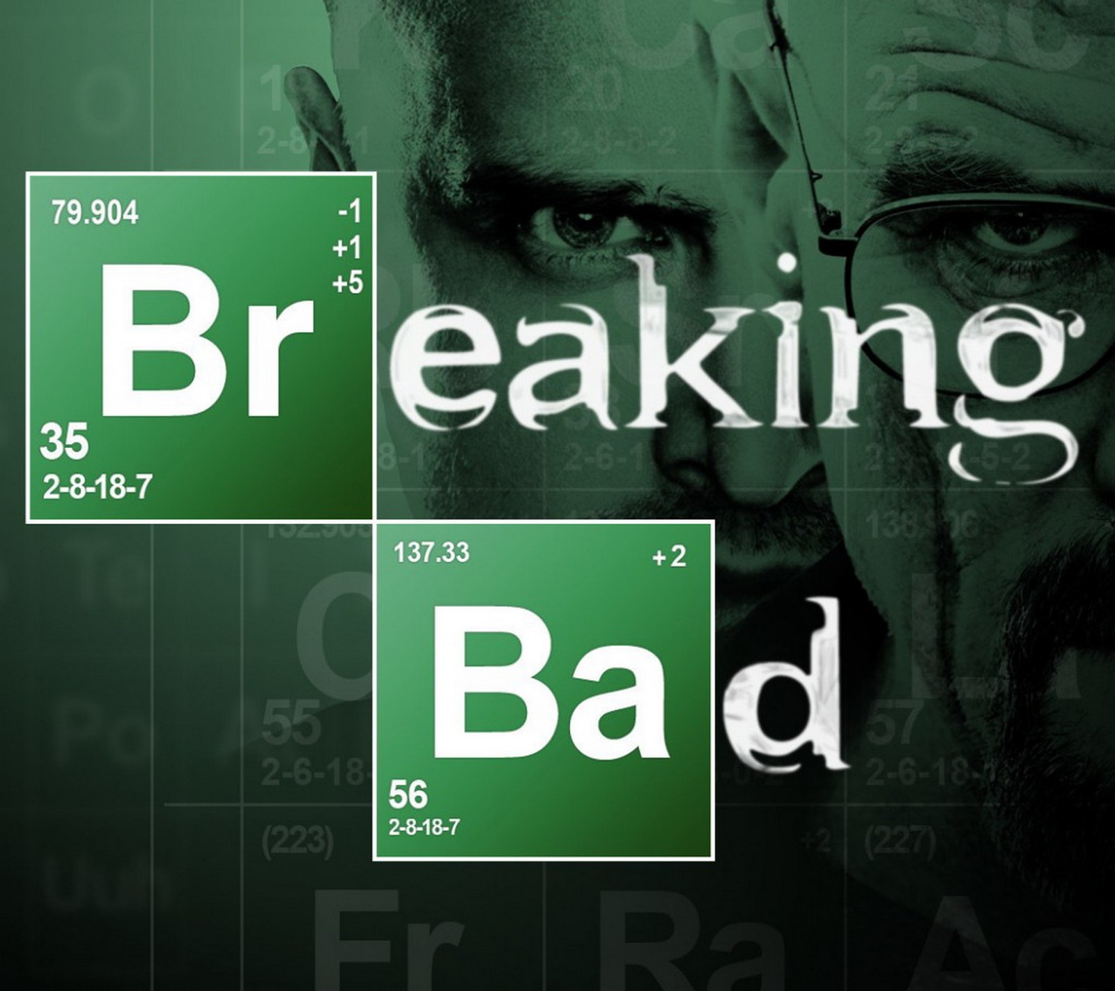 Eine nahaufnahme eines mannes mit brille und bart mit den worten breaking bad (breaking bad, serie, fernseher)