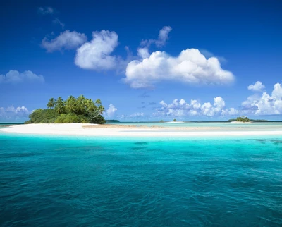 Oasis d'île tropicale avec des eaux turquoise et une végétation luxuriante