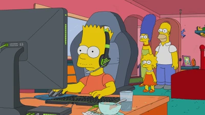 Bart Simpson juega con el apoyo de la familia