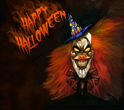 Clown effrayant avec un message d'Halloween