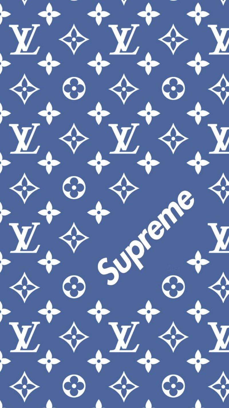 Крупный план синего фона с белым логотипом louis vuitton (луи виттон, louis vuitton, lv, supreme)