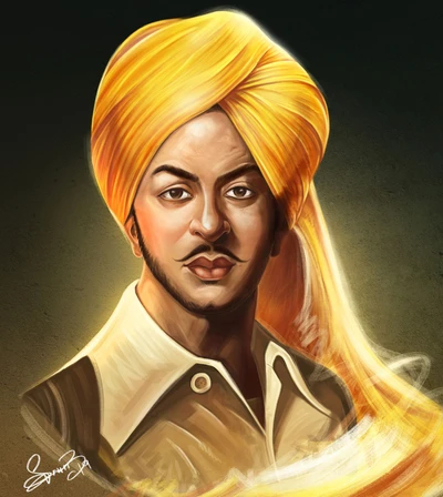 Portrait of Bhagat Singh: The Iconic Freedom Fighter