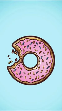 Donut colorido de pop art con un mordisco