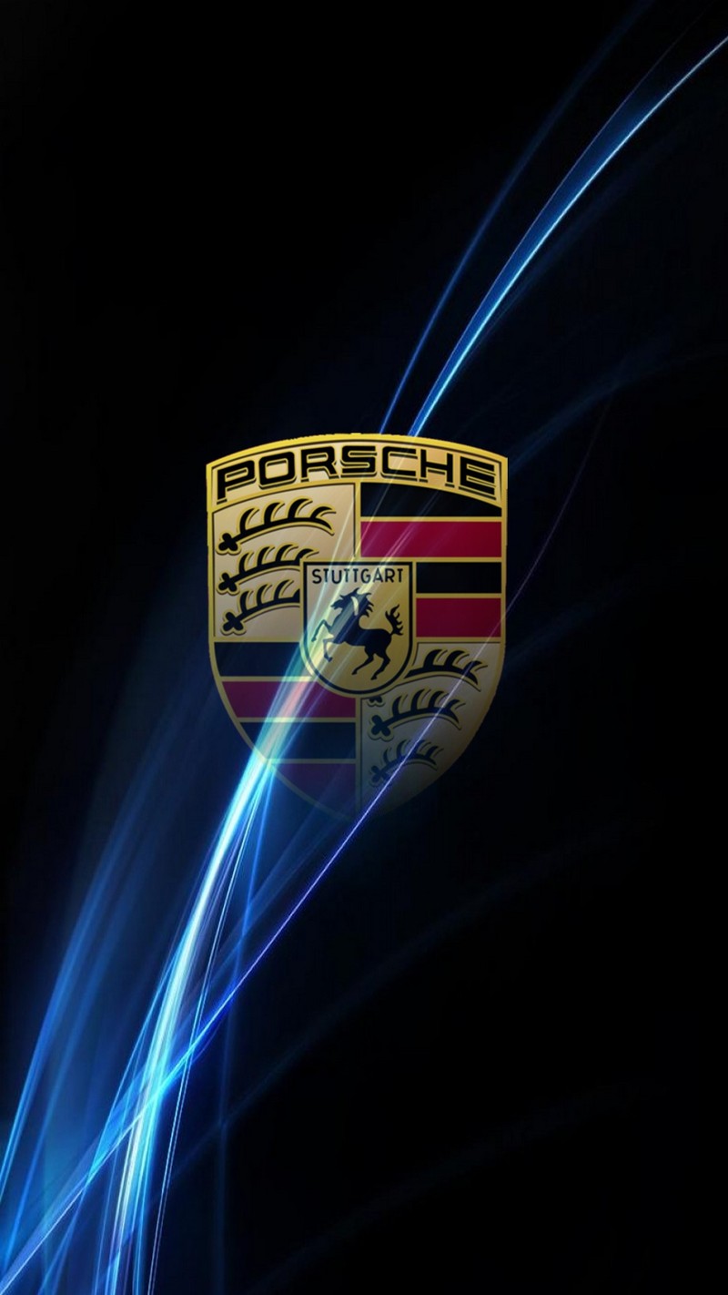 Близкий план логотипа porsche на черном фоне (логотип, porsche)