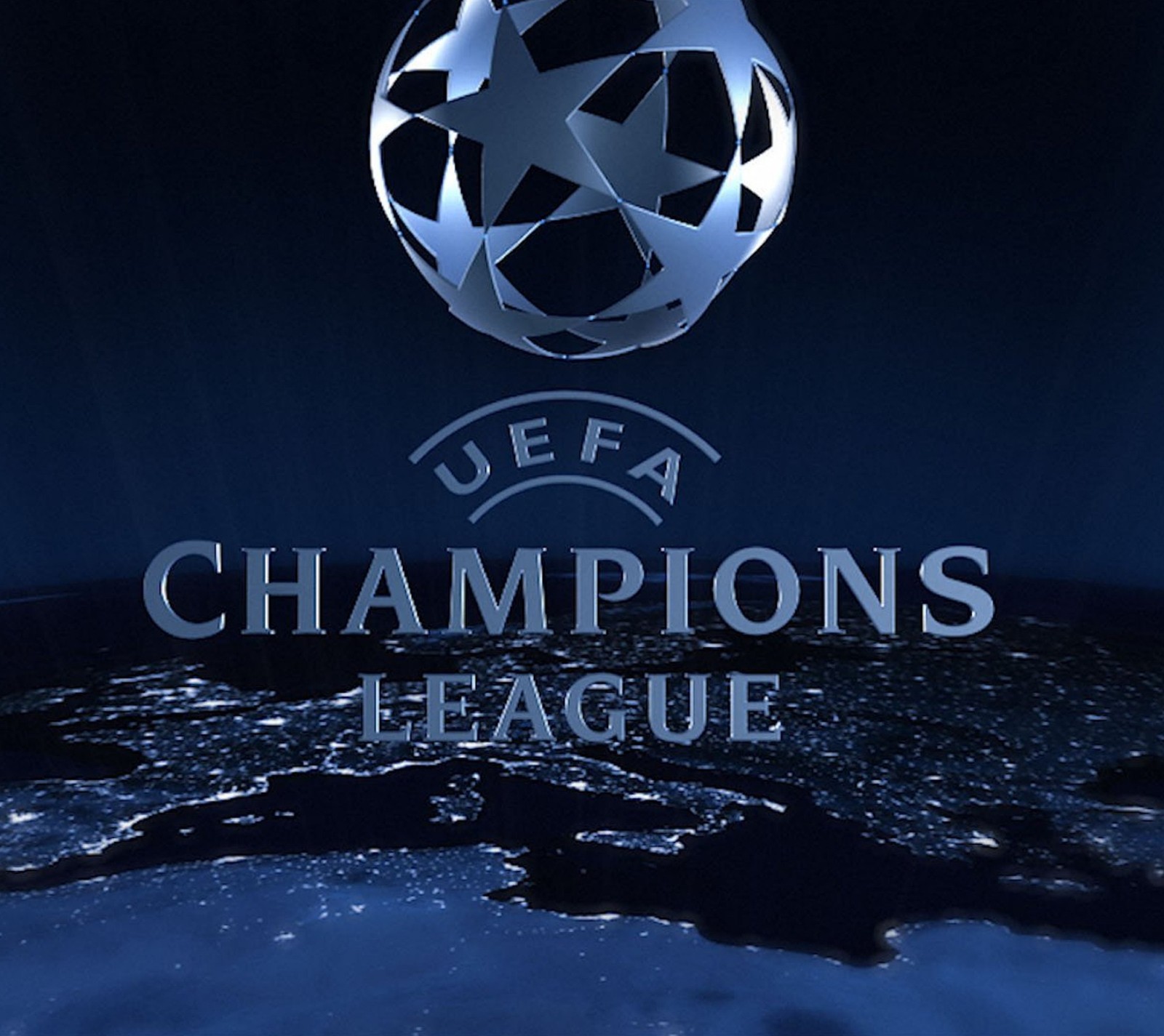 Крупный план футбольного мяча на карте мира (лига чемпионов, champions league, европа, спорт)