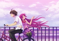 Launisches Duo: Eine Kawaii-Reise unter einem violetten Himmel