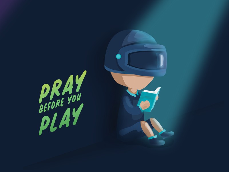 Персонаж мультфильма в шлеме и читающий книгу (шлем pubg, pray before you play, мем, meme, цитаты)