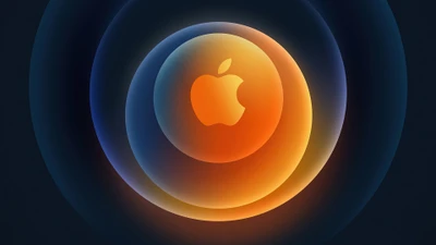 Logotipo da Apple em arte digital circular vibrante