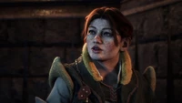 Veilguard-Charakter aus Dragon Age: Ein fokussierter Ausdruck