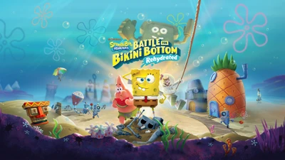 SpongeBob SquarePants: Batalha por Bikini Bottom Rehidratado - Aventura Subaquática com SpongeBob, Patrick e Sandy