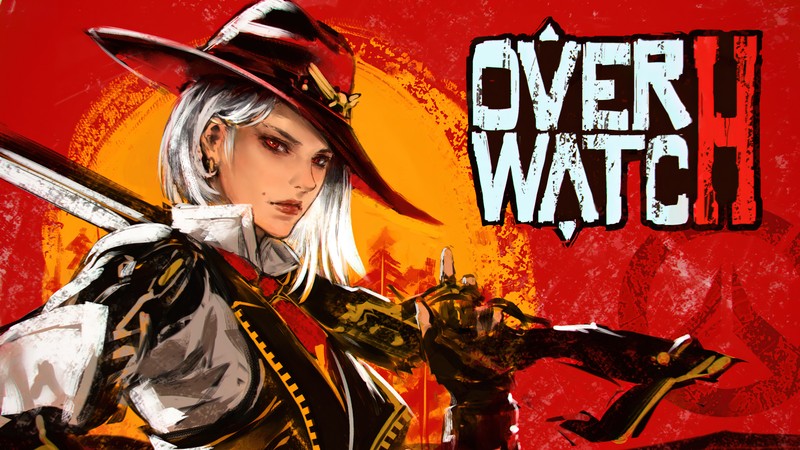 Женщина в шляпе, держащая меч и меч (ashe, overwatch, видеоигра, искусство)